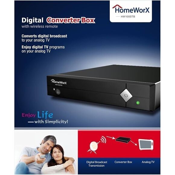 Homeworx HW100STB ATSC Digital Converter Box with Analog Pass Through - Picture 2 of 10